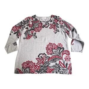 Alfred Dunner Paisley Scroll SWEATER Top Women's SM 100% Cotton Pullover Soft